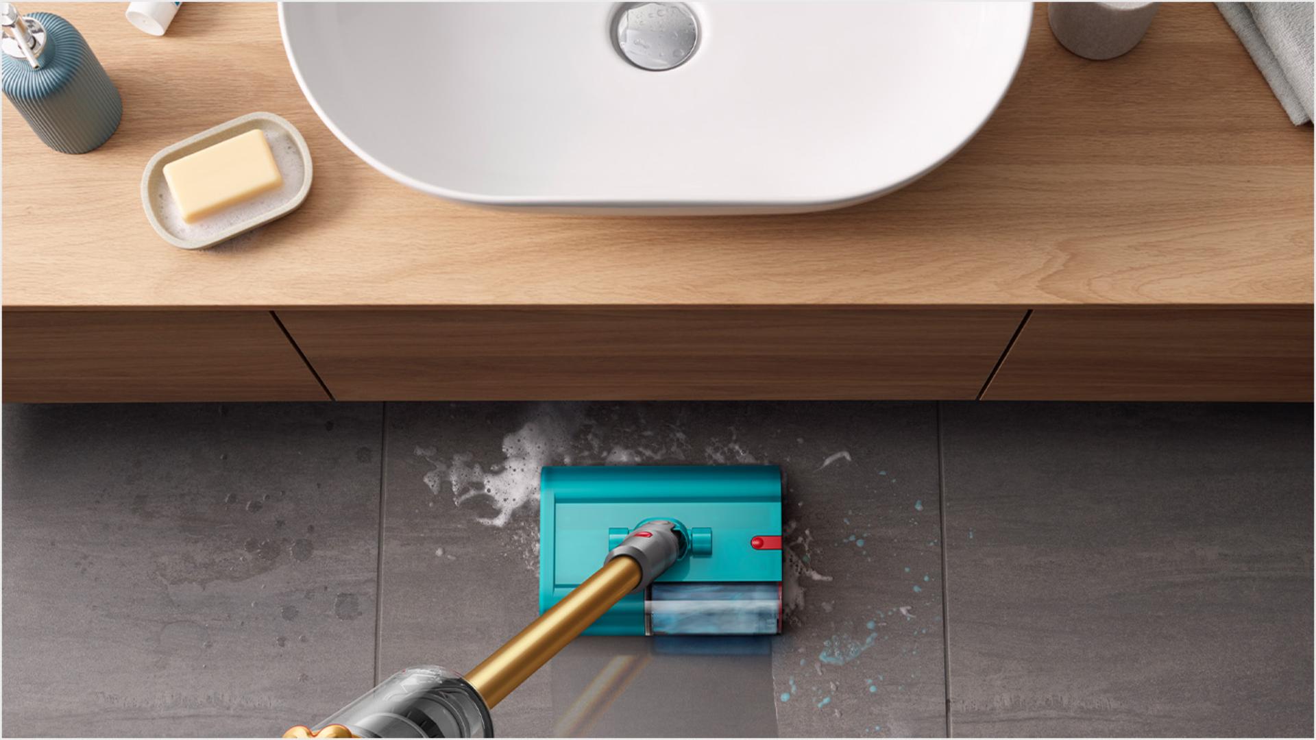 Spot cleans, removing stains and spills.